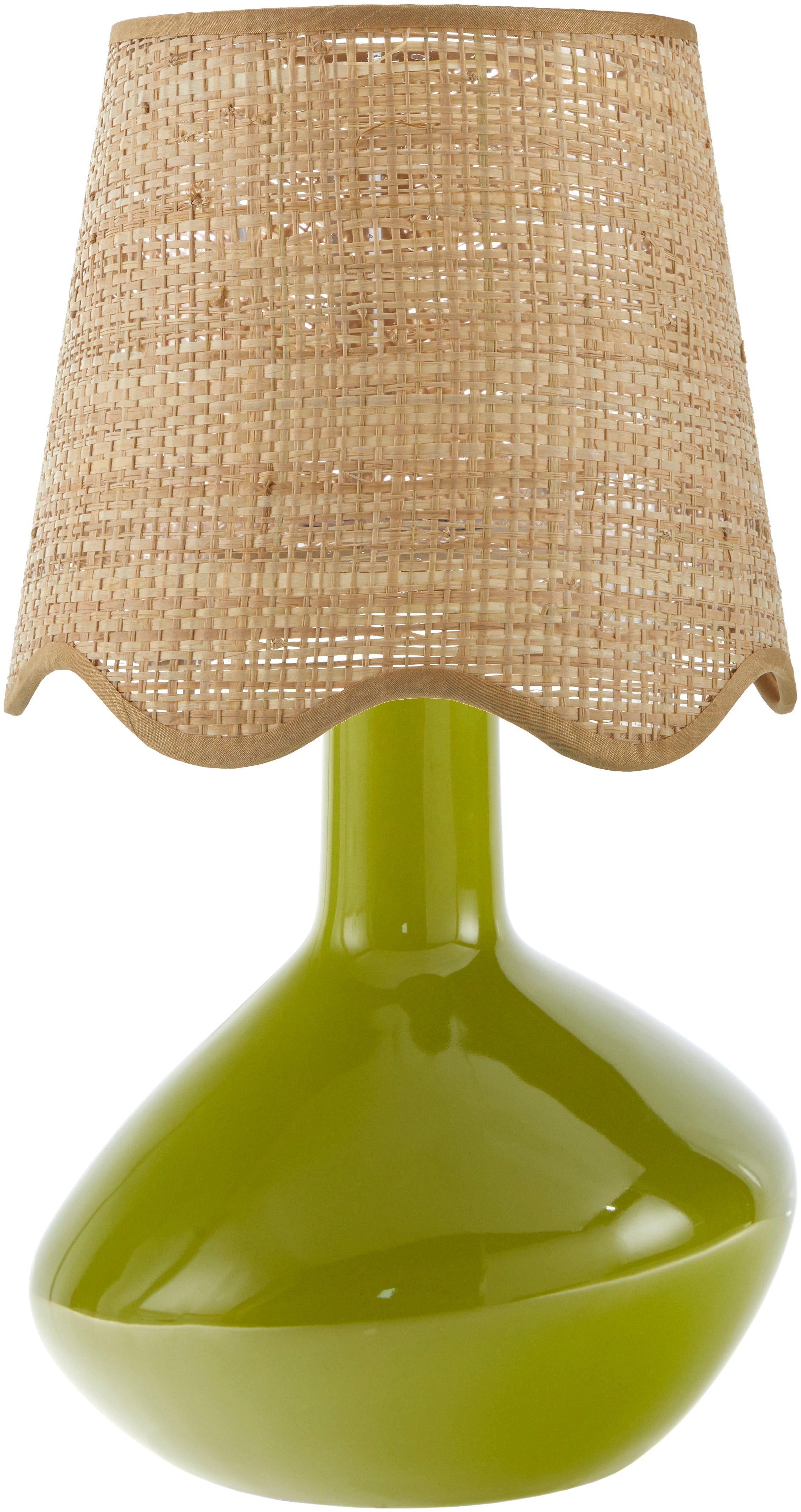 Maine Cottage Droplet Oblong Green Ceramic Table Lamp with Scallop Shade | Maine Cottage® 