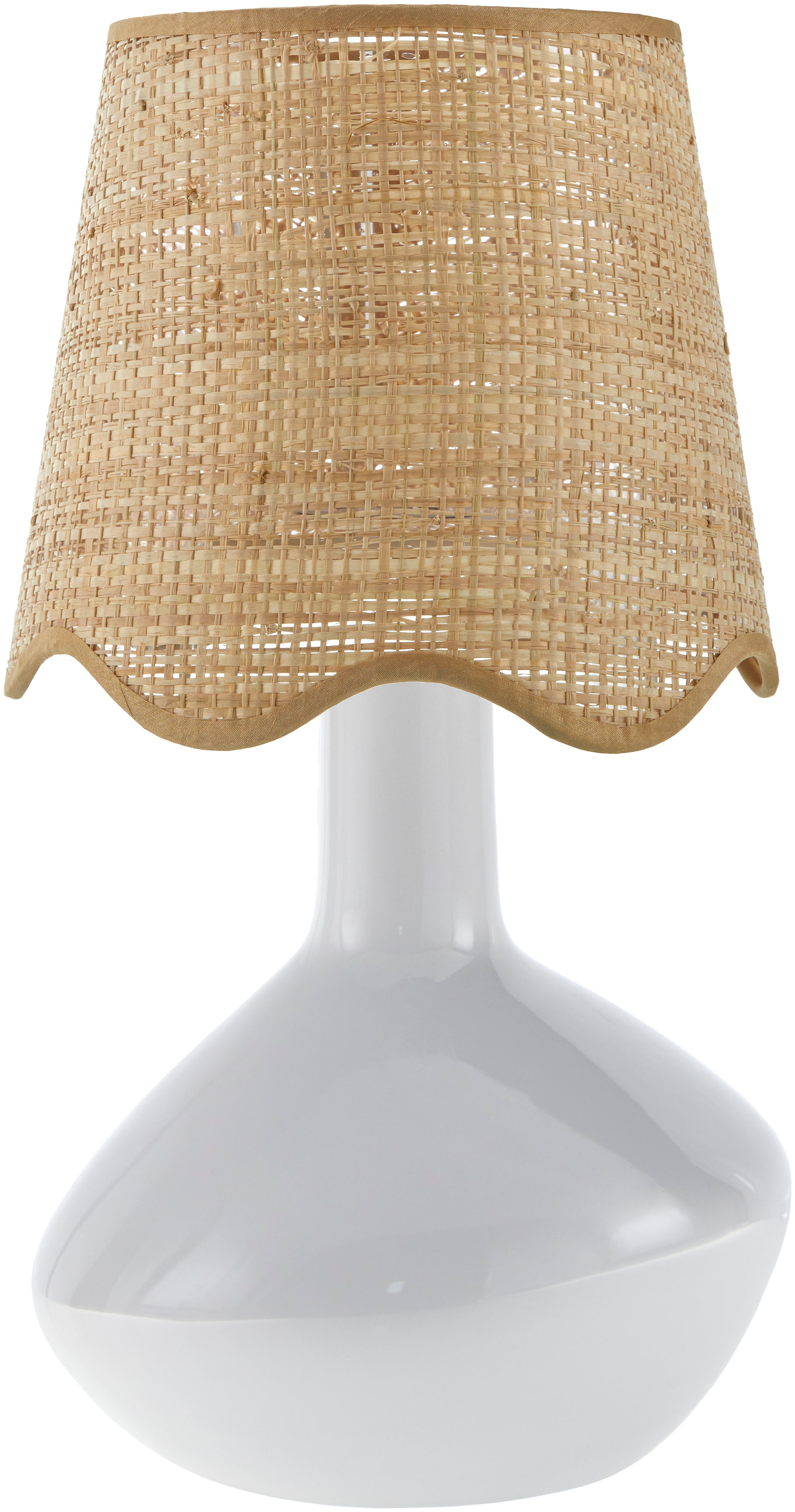 Maine Cottage Droplet Oblong White Ceramic Table Lamp with Scallop Shade | Maine Cottage® 