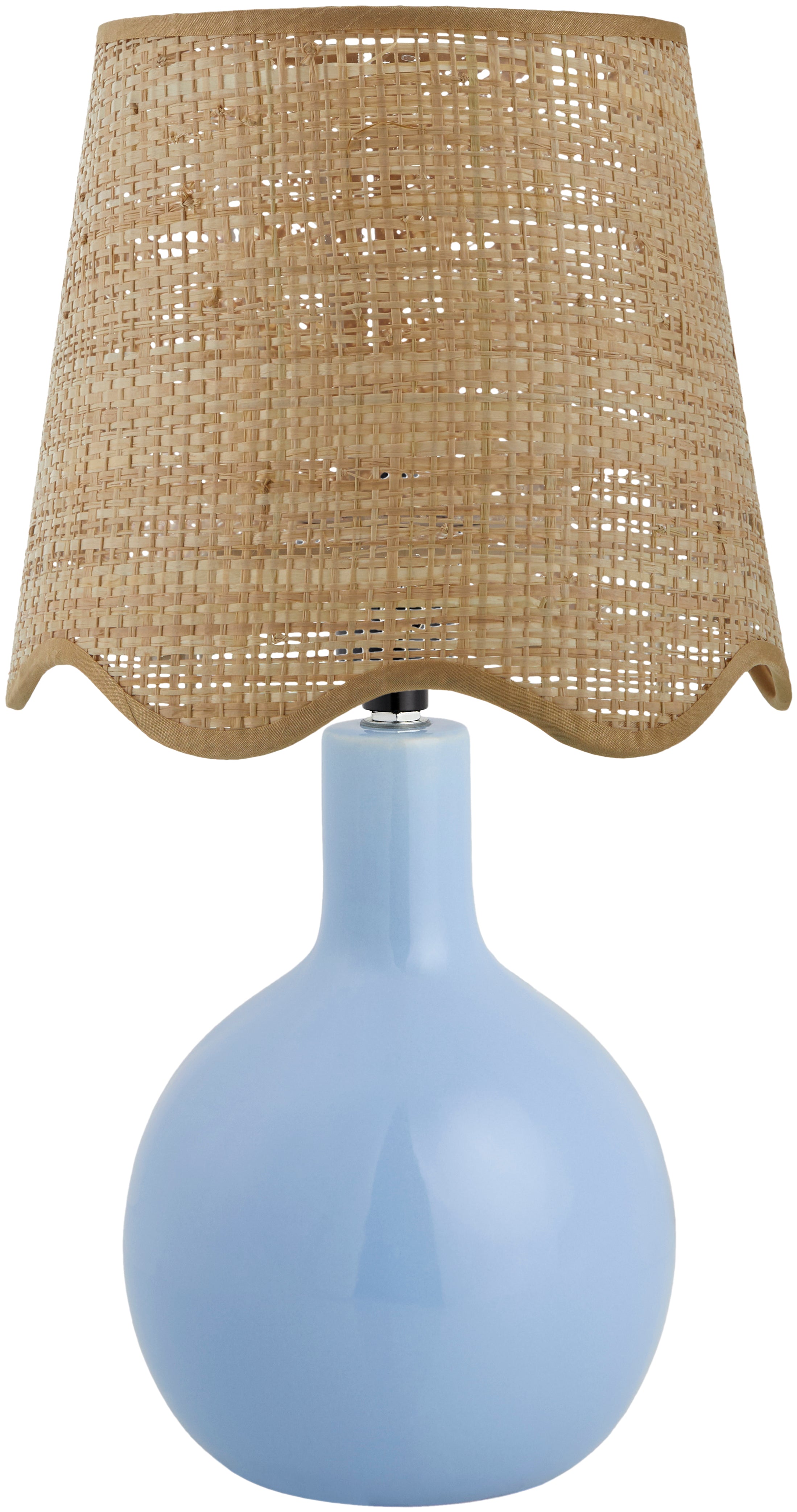 Maine Cottage Droplet Oval Light Blue Ceramic Table Lamp with Scallop Shade | Maine Cottage® 