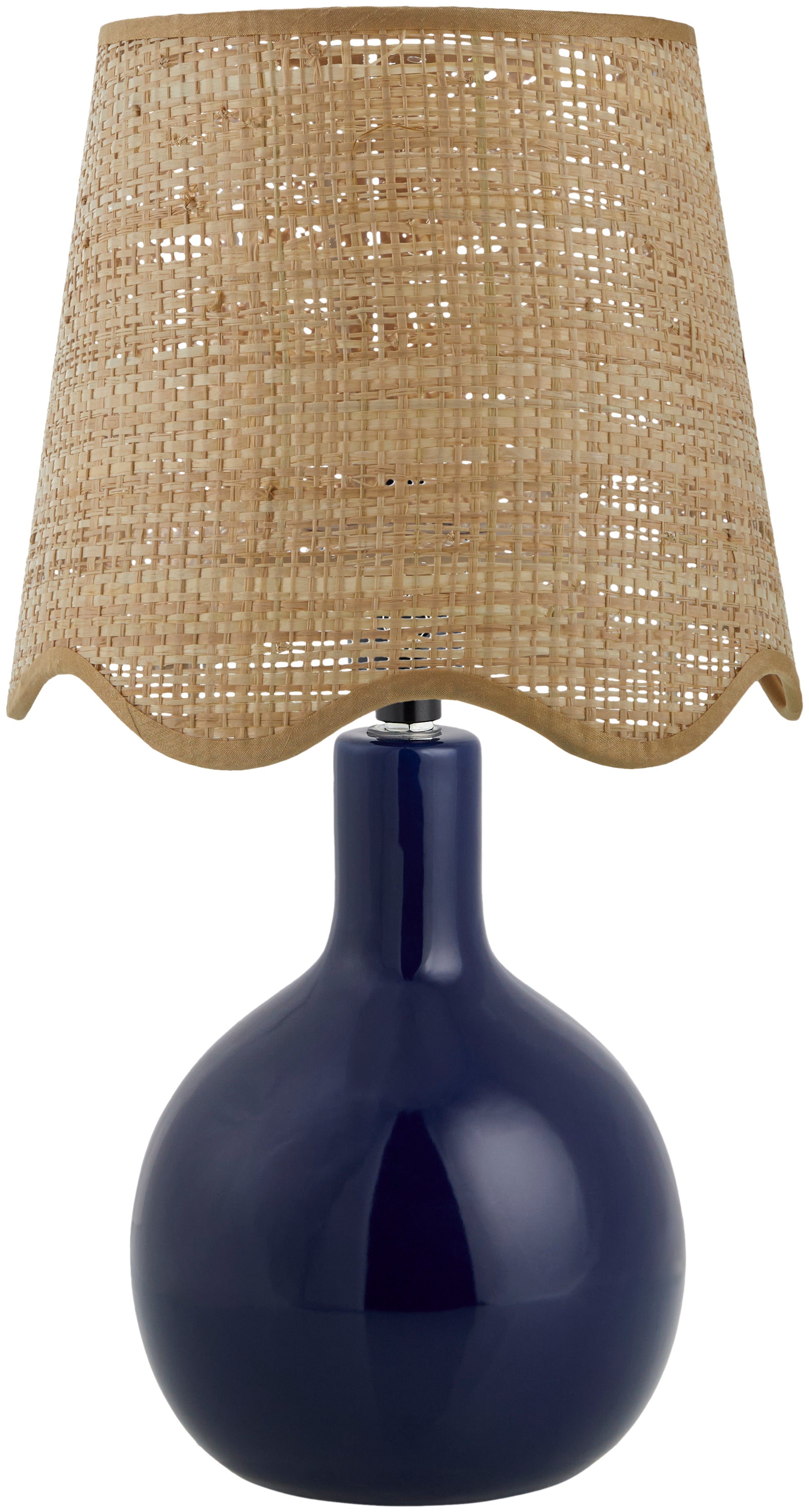 Maine Cottage Droplet Oval Navy Ceramic Table Lamp with Scallop Shade | Maine Cottage® 