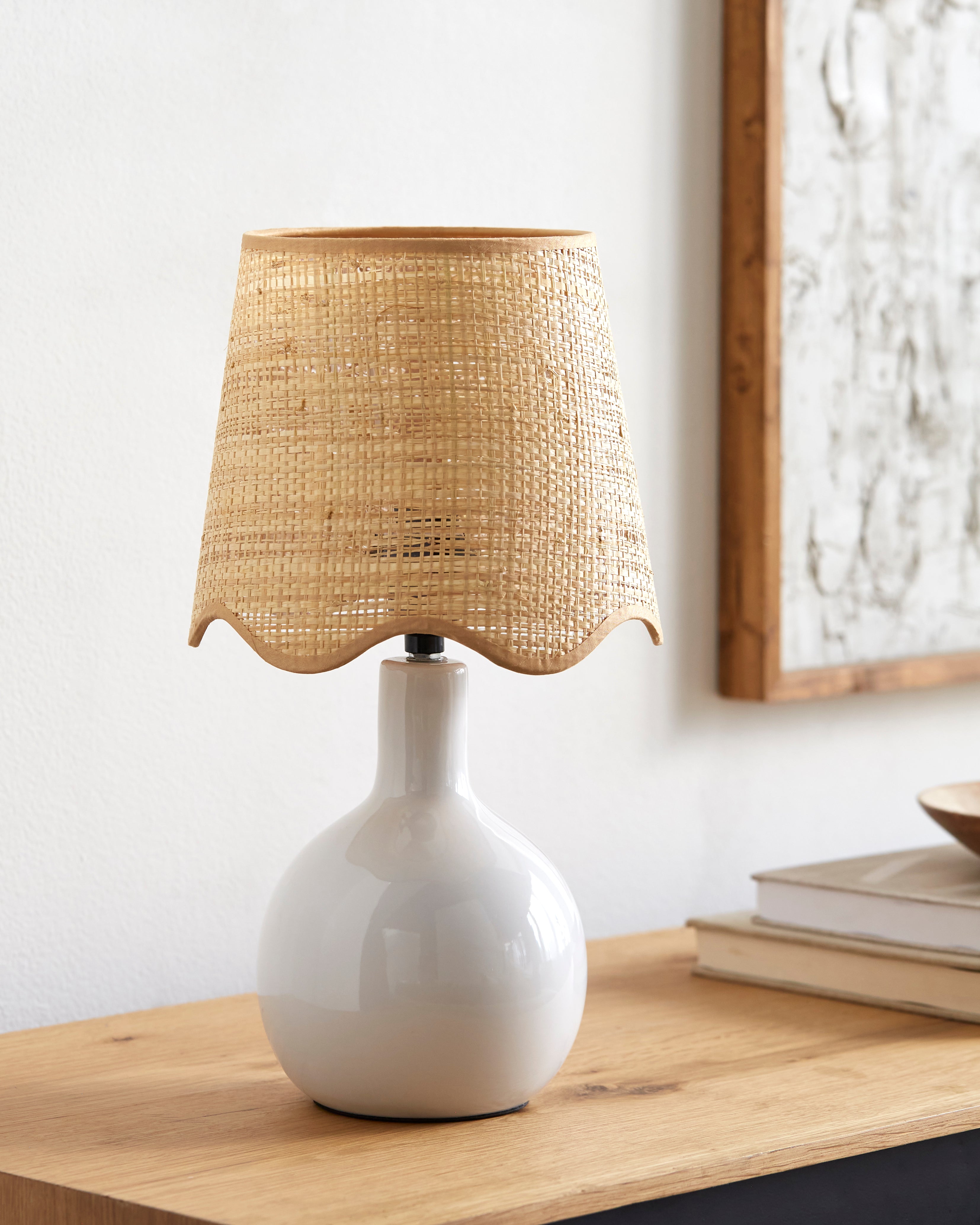 Maine Cottage Droplet Oval White Ceramic Table Lamp with Scallop Shade | Maine Cottage® 