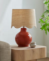 Maine Cottage Droplet Round Red Ceramic Table Lamp with Scallop Shade | Maine Cottage® 