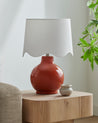 Maine Cottage Droplet Round Red Ceramic Table Lamp with Scallop Shade | Maine Cottage® 